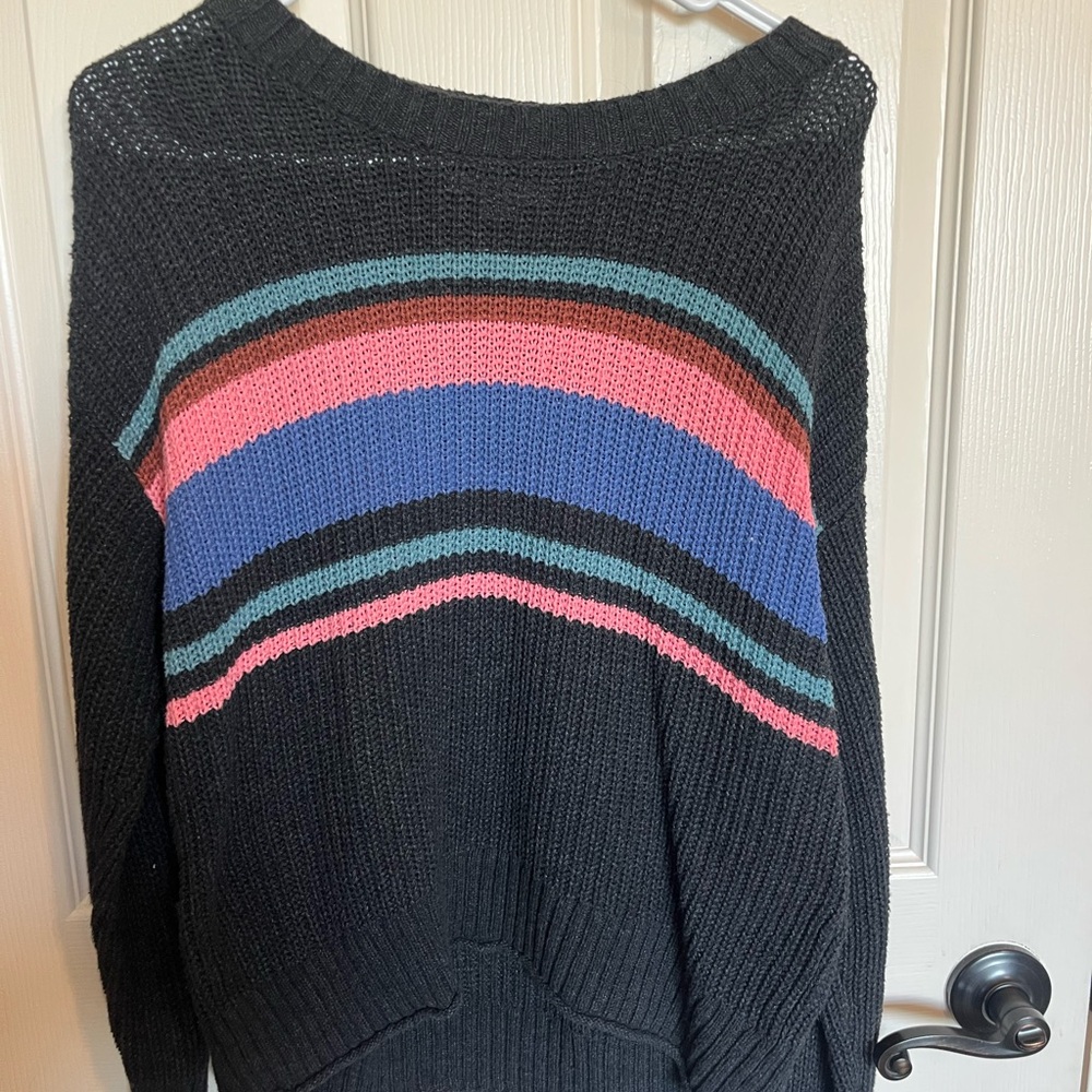 American Eagle Outfitters Black Sweater with Colorful Stripes